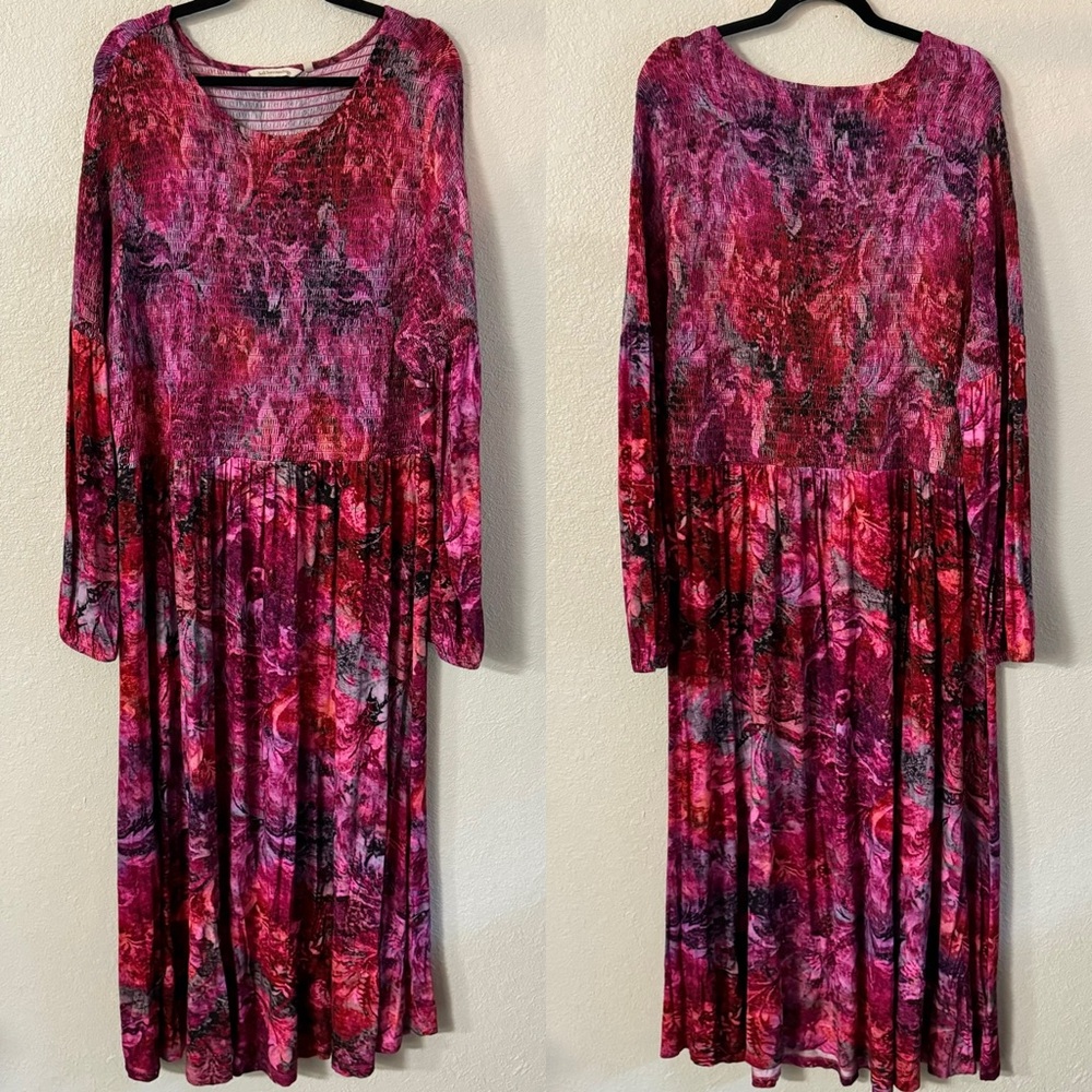 Soft Surroundings Pink and Red Maxi Dress